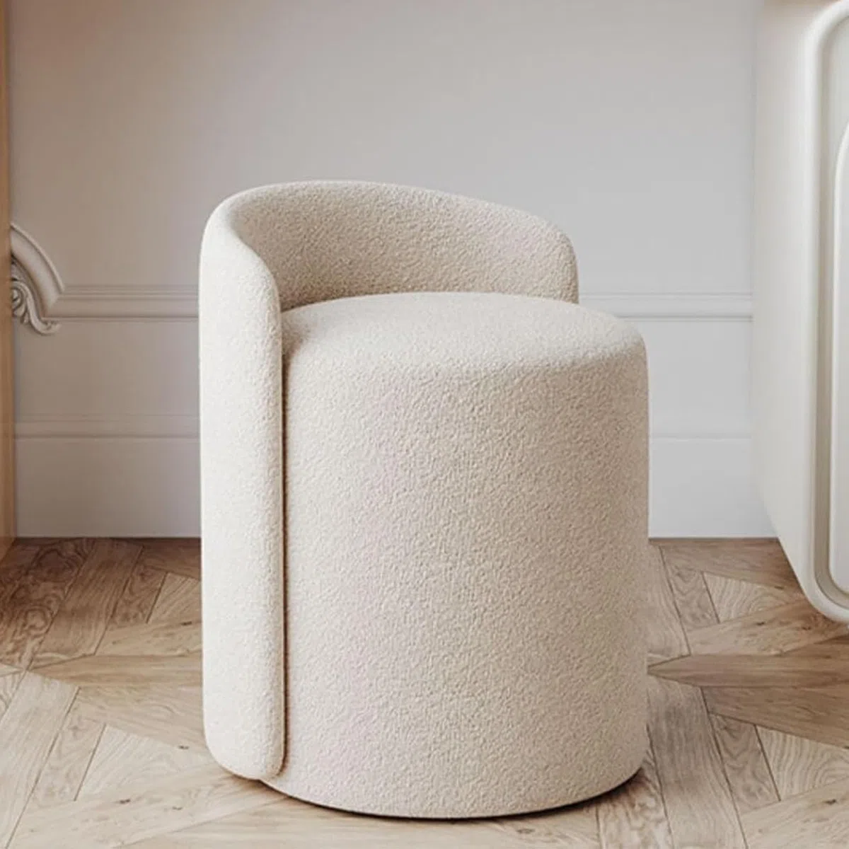 Comodo Sgabello Da Toeletta Con Schienale, Pouf Basso Rotondo In Pelle, Sedia Da Trucco Girevole In Pelle, Sgabello Da Toeletta Imbottito In PU, Poggiapiedi, Sedia Rotonda Da Toeletta, Adatto Per Sogg