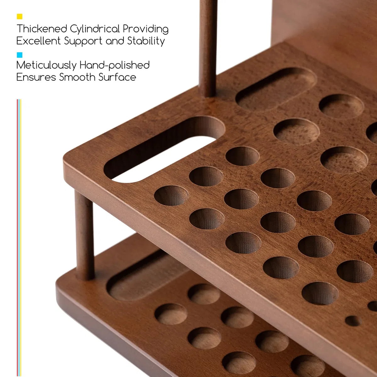 MEEDEN PRO Support per Pennelli: Organizzatore in legno a 2 livelli per pennelli da pittura - Supporto per pennelli ad alta capacità - Raccoglitore per forniture artistiche per scrivania
