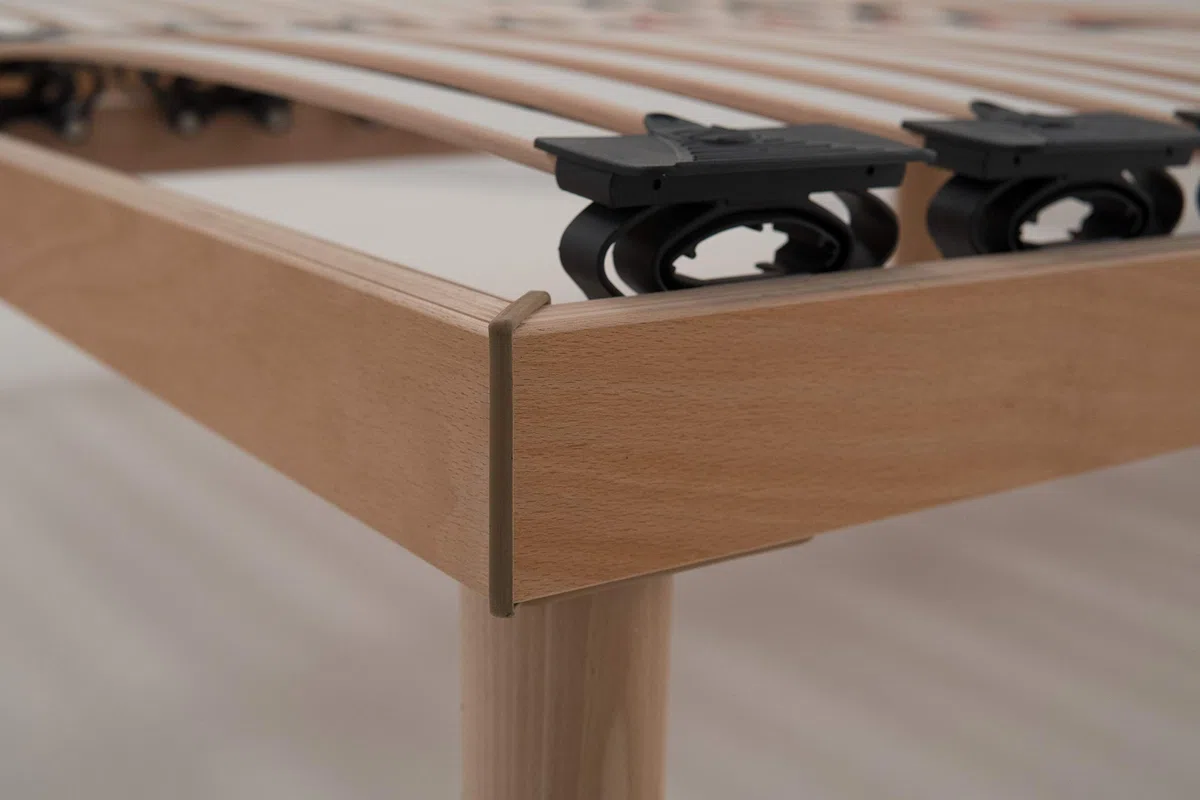SONNO+ Rete letto fissa a doghe EVOLUTION singola 80x210 in robusto legno di faggio con doghe oscillanti e ammortizzatori regolabili di rigidità piedini conici in faggio massello (80x210)