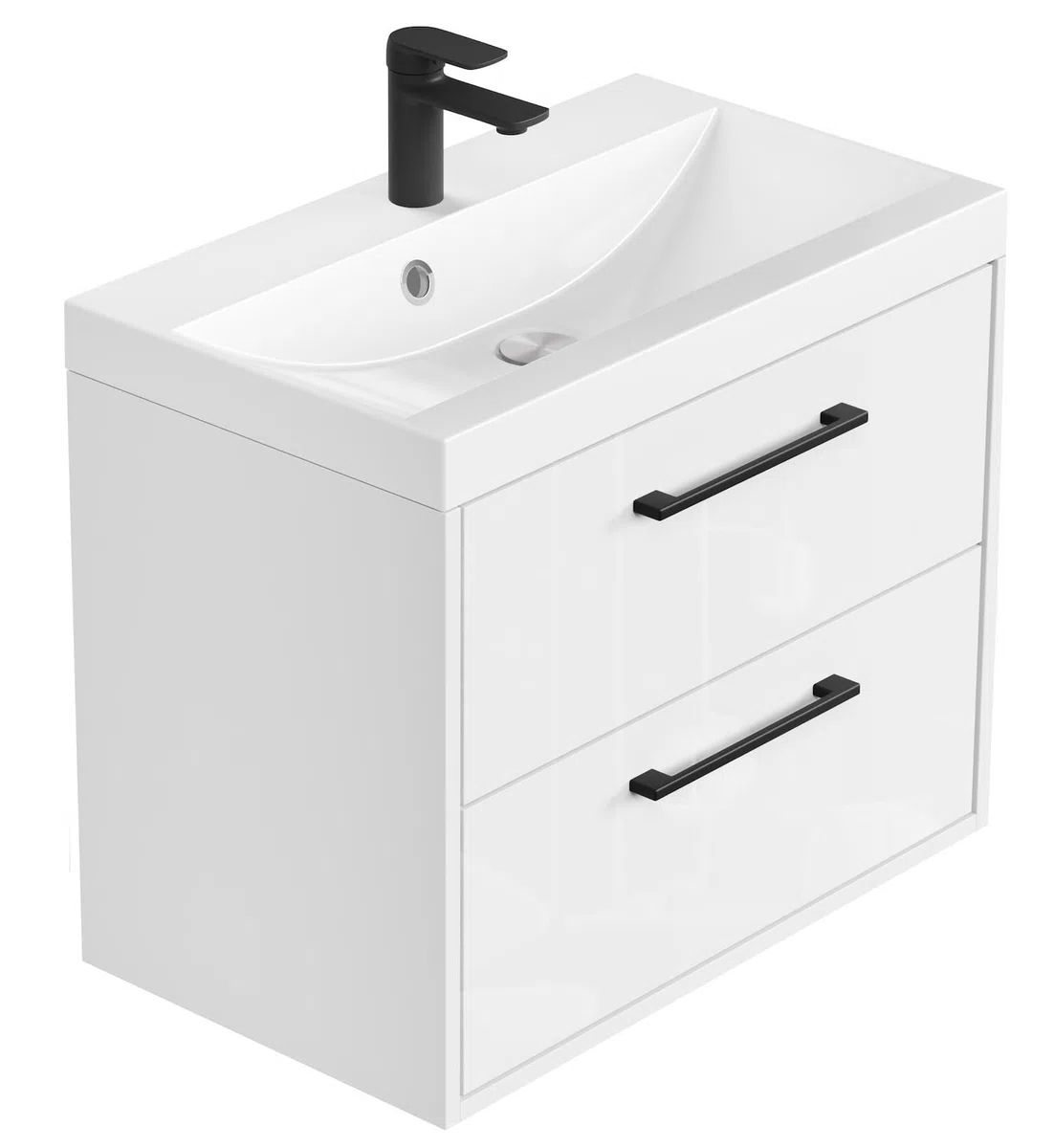 Badplaats B.V. Set mobili da Bagno Florence 01 60 cm – Grigio Scuro con Rovere Castagna – Mobile lavabo sospeso con Chiusura Ammortizzata