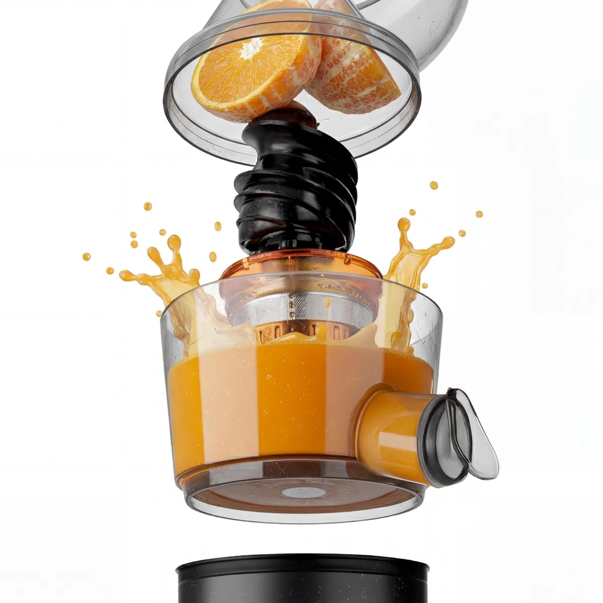 H.Koenig GSX24 Estrattore verticale per frutta e verdura senza BPA - Bocca larga 82 mm - 3 filtri per succhi sottili o spessi e sorbetti - Slow juicer Pressione delicata - 50 giri al min 400 W
