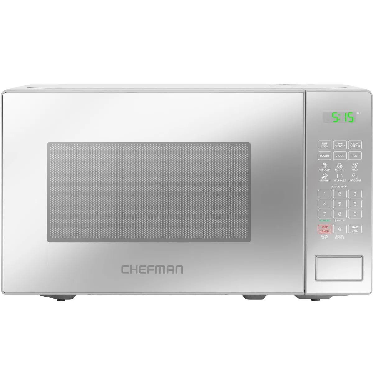 Chefman Microonde 20L 800W, 10 Livelli di Potenza, 6 Preset | display digitale, modalità eco, funzione memoria, silenzioso, sicurezza bambini