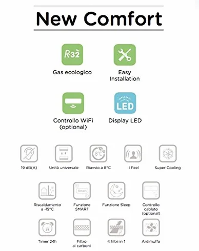Condizionatore Climatizzatore Inverter Hisense New Comfort Dual Split 9000+12000 9+12 Btu 2AMW42U4RRA R-32 A++