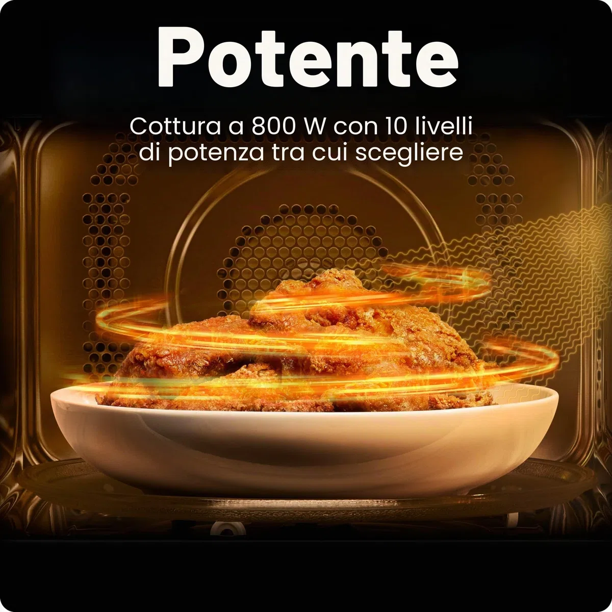 Chefman Microonde 20L 800W, 10 Livelli di Potenza, 6 Preset | display digitale, modalità eco, funzione memoria, silenzioso, sicurezza bambini