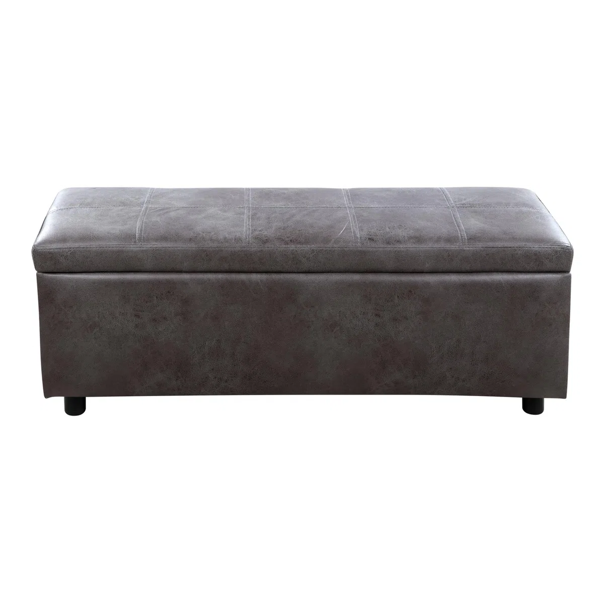 Corium Cassapanca con Seduta Imbottita Ottomana Contenitore Apertura a Ribalta Panca Pouf per Camera da Letto Soggiorno Ingresso 118 x 37 x 43 cm Similpelle Grigio