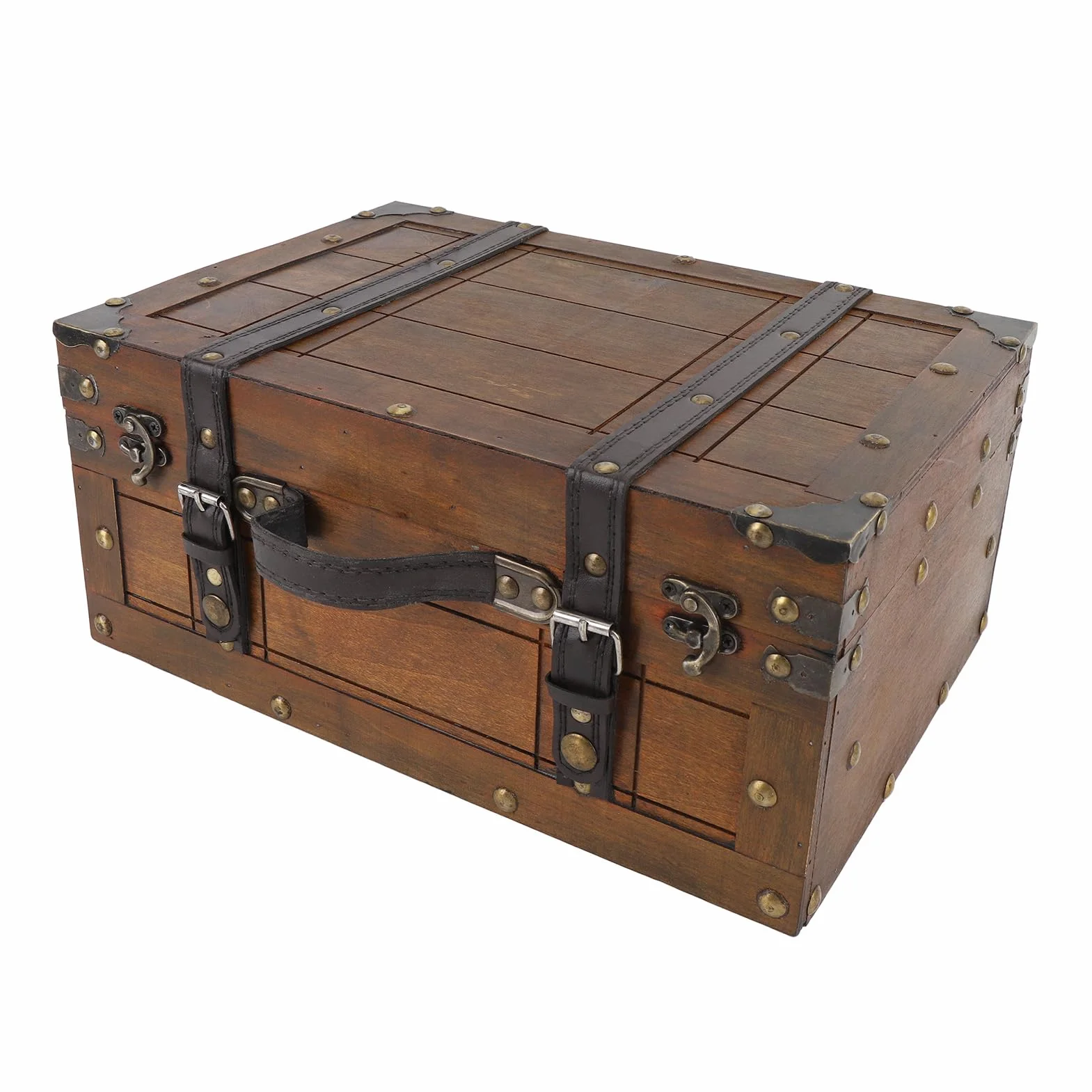 Topiky Baule Antico Decorativo in Legno, Borsa per Vestiti, Giocattoli, Accessori per Foto, Valigie (Grande)Legno