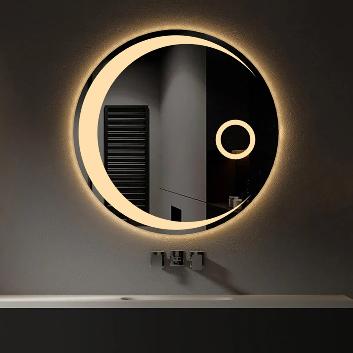 Specchio Da Bagno A LED, Luce Calda, Luce Bianca, 50cm|60cm|70cm|80cm Specchio Da Parete Moderno Senza Cornice, HD, Specchio Cosmetico Illuminato, Comando A Interruttore(Warm light,80cm/31.5in)