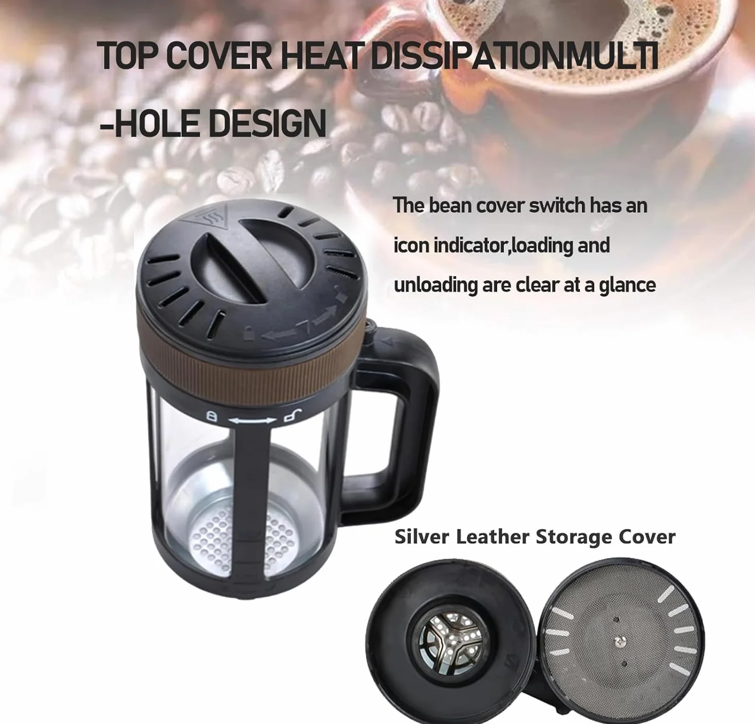 Tostatrice per caffè, Tostatrice elettrica per Chicchi di caffè da 2400 W con Tempo e Temperatura Regolabili, Tostatrice per Chicchi di caffè da 300 g, Kit per tostatura del caffè PE