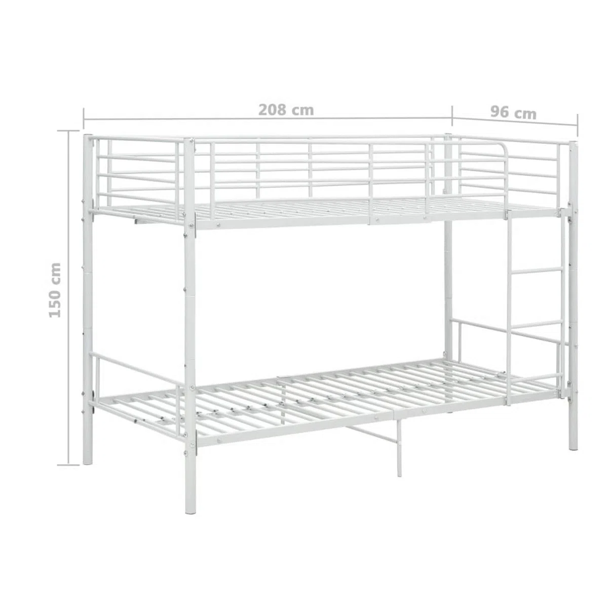 IKAYAA Letto a Castello per Adulti Letto a Castello in Metallo con Rete a doghe Letto Singolo 90x200 Inclus Scomponibile in 2 Letti Singoli-Bianco-