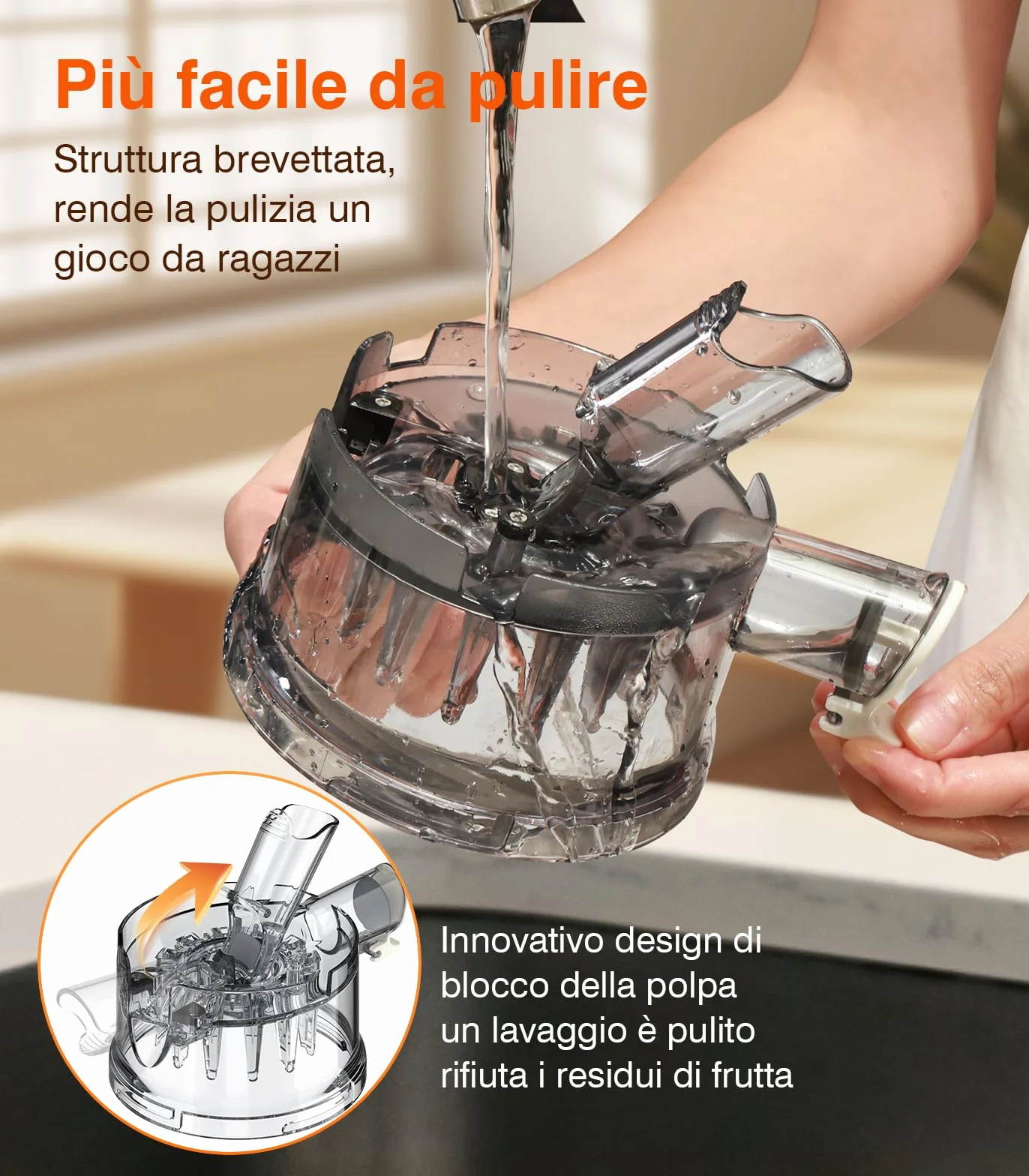 Estrattore Frutta e Verdura, Zasmira Estrattore con Scivolo di Alimentazione da 120 mm, Kein Vorschneiden Entsafter für Gemüse und Obst,Purezza del Succo del 99,6%/REV-Modus/Einfacher zu Reinigen