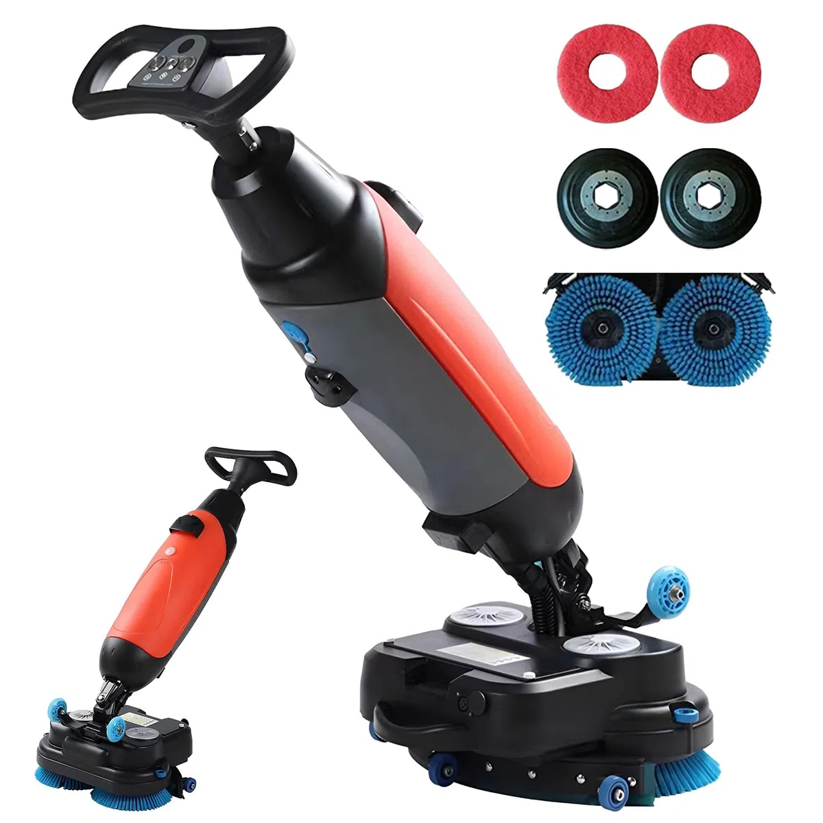 Lavasciuga Pavimenti Professionale, Larghezza di Pulizia 17", Copertura 13000 Piedi Quadrati/Ora, Pulizia Profonda 240 Giri/Min, Doppia Spazzola, Lavasciuga Pavimenti