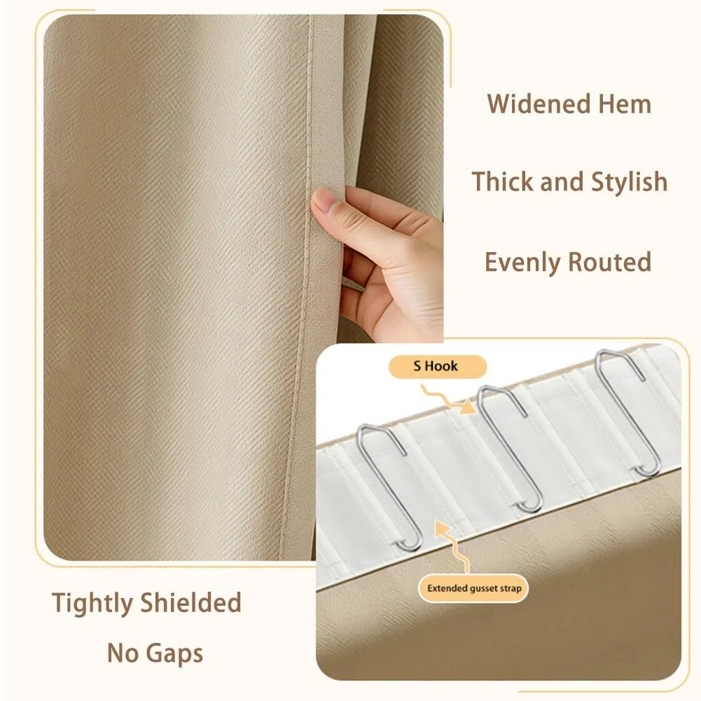 Tinta Unita Tenda Antipolvere per Scaffale Tenda per Cabina Armadio Privacy Ripple Piega con Binario Regolabile per Libreria Cucina Cabina Armadio(Beige,W 200 cm x H 270 cm)