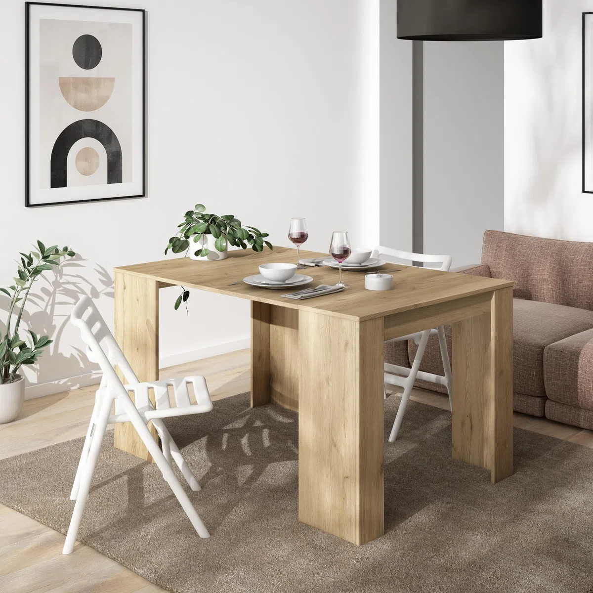 Skraut Home | Consolle allungabile | Tavolo consolle allungabile | 140 | Per 6 persone | Tavolo da pranzo | Stile moderno | Rovere