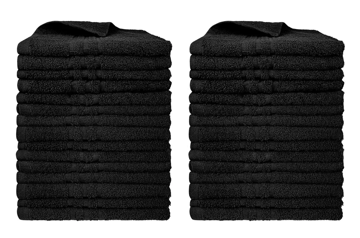 IlGruppone Set 5/10/20/30 Teli 50x90Cm Asciugamani Neri Professionali Parrucchiera Salviette Telo Nero Con Tintura Indanthrene 380Gr - Nero - 30 Pezzi