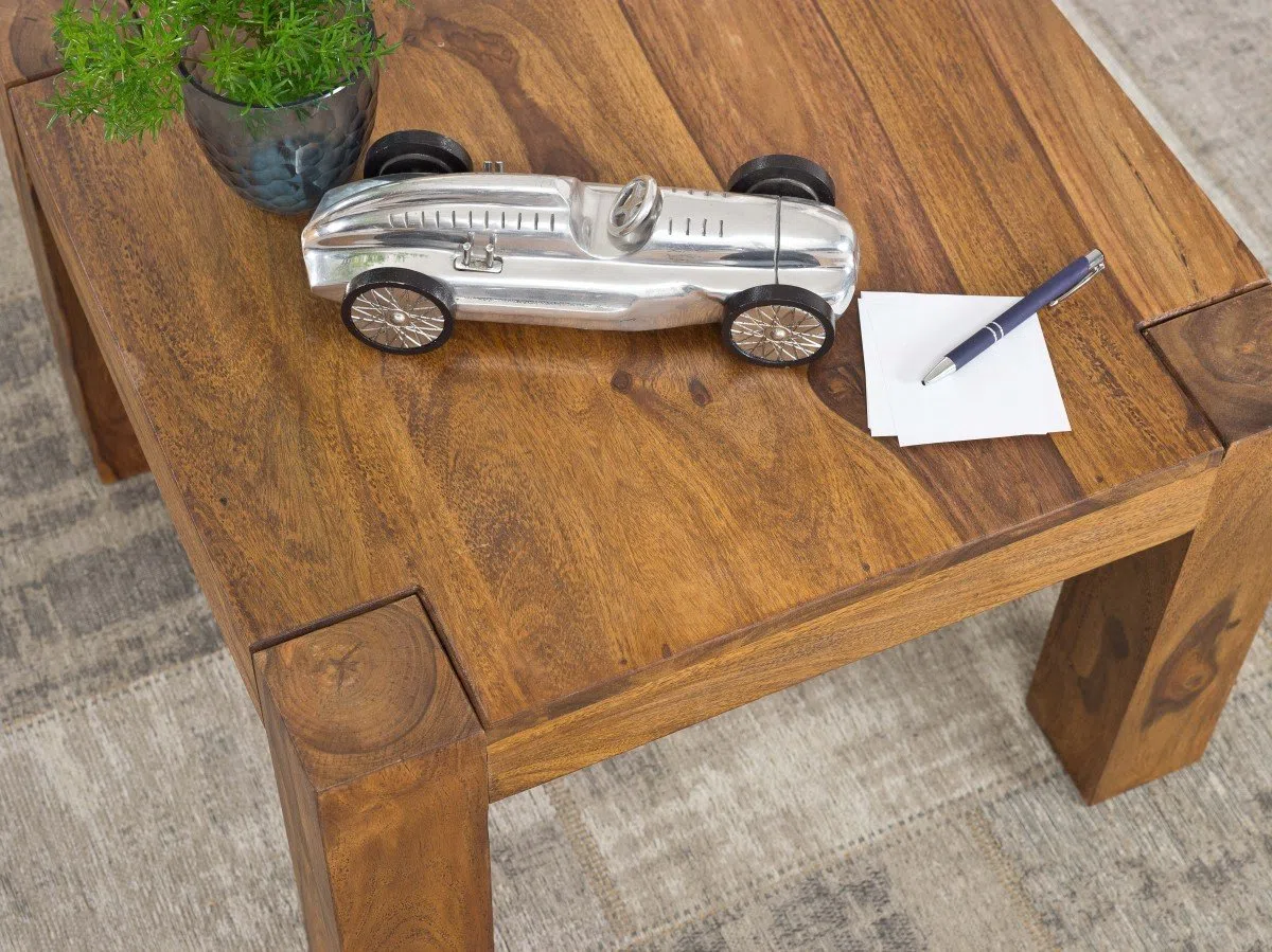 FineBuy Tavolino da caffè Legno Massello Sheesham 60 x 60 x 40 cm | Tavolino Salotto Naturale | Tavoli da Divano Design Moderno