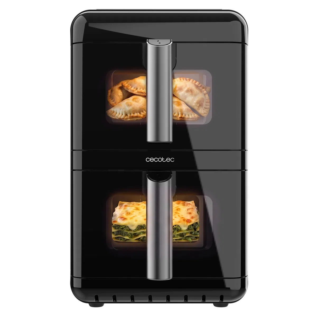 Cecotec Friggitrice ad Aria Verticale 12L Cecofry DuoLevel 12000 Window. 2900W, 2 Cestelli 6L, Finestra, Sync, 10 Menù, Temp Dual per Grandi Quantità, Cucina Veloce e Sana con Davvero Molto Poco Olio