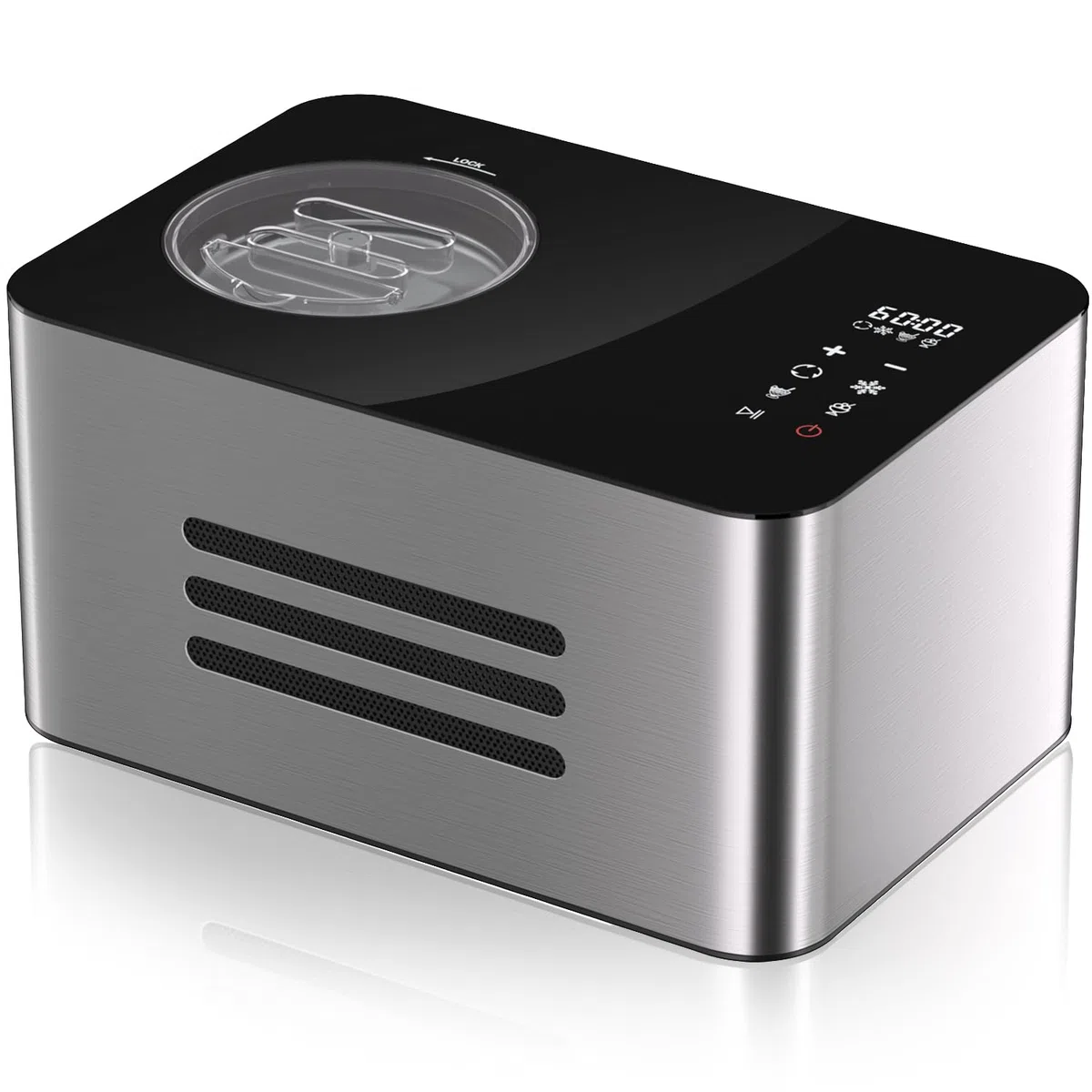 Vpcok Direct Gelatiera 2L con Compressore Macchina per Gelato 150 w Display LED Touch Timer regolabile Gelatiera Autorefrigerante Professionale Cestello Antiaderente per Creme Gelato