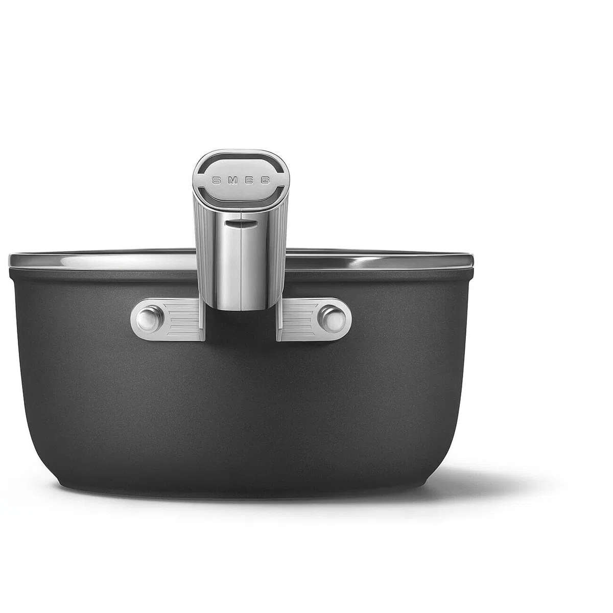Smeg, Casseruola Antiaderente SPF2012BLM, Diametro 20 cm, Rivestimento Ceramico senza PFAS, Manico in Acciaio Inox, per Tutti i Piani Cottura, fino a 250° in Forno, Capacità 3,1 cl, Nero Opaco