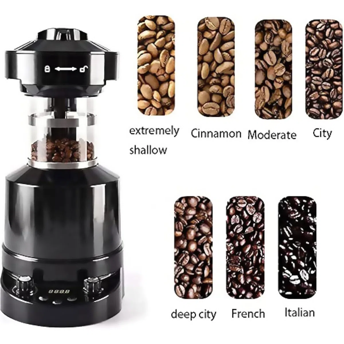 PEIXEN Tostatrice elettrica Professionale per Chicchi di caffè, tostatrice Automatica per caffè ad Aria, con Timer, velocità del Vento Regolabile, Regolazione Aria Fredda/Calda, per Bar, ristoranti
