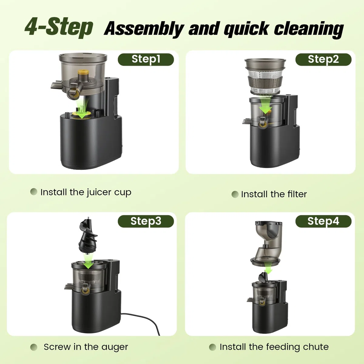 Estrattore Frutta e Verdura a Freddo, Grande Imboccatura 140 mm, Slow Juicer 400W con 3 velocità e Funzione Inversa, Estrattore di Succo con Separazione Polpa e Succo, Regolazione umidità