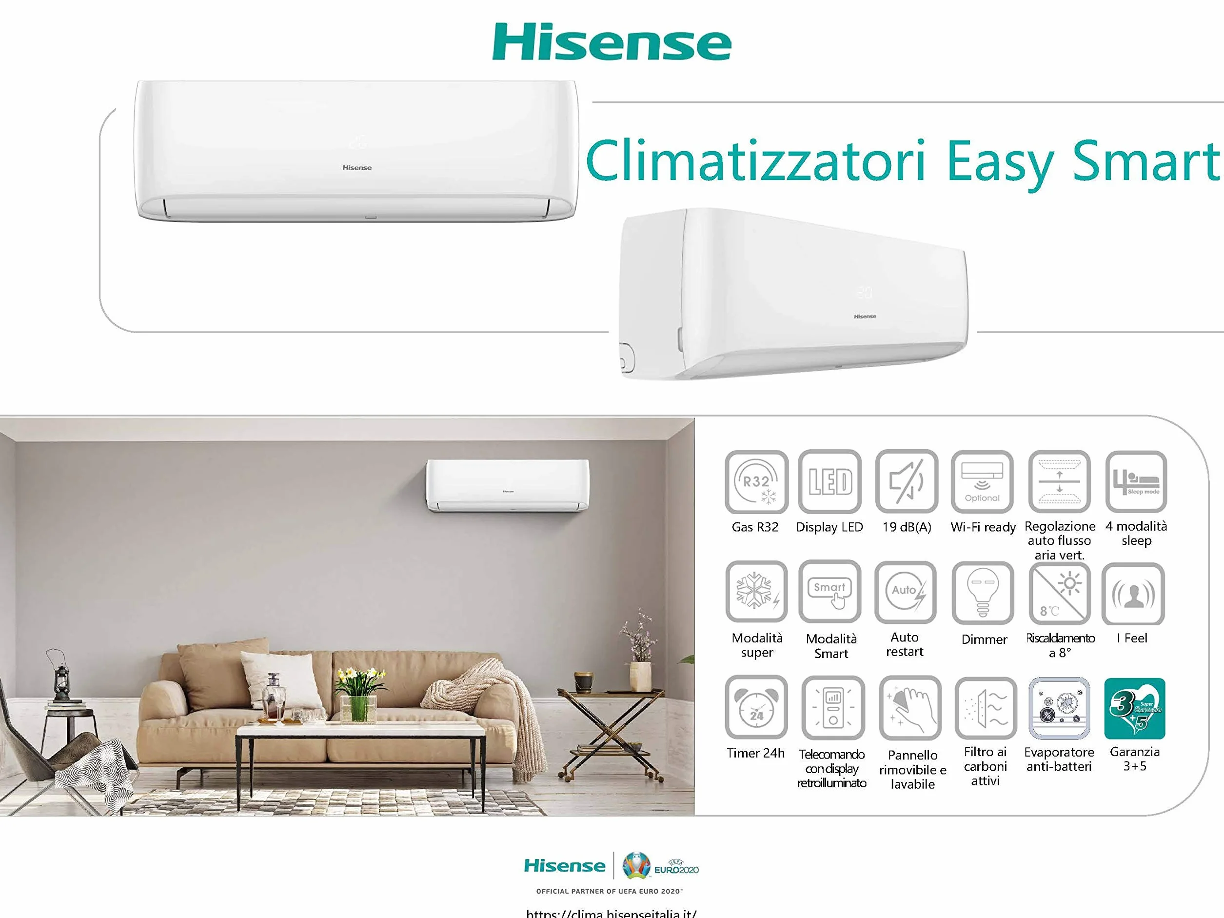 Climatizzatore Hisense Easy smart 18000 btu A++ R32 CA50XS1AG WiFi Ready