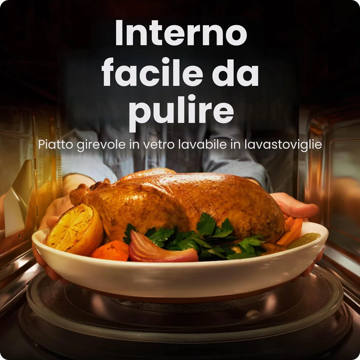 Chefman Microonde 20L 800W, 10 Livelli di Potenza, 6 Preset | display digitale, modalità eco, funzione memoria, silenzioso, sicurezza bambini