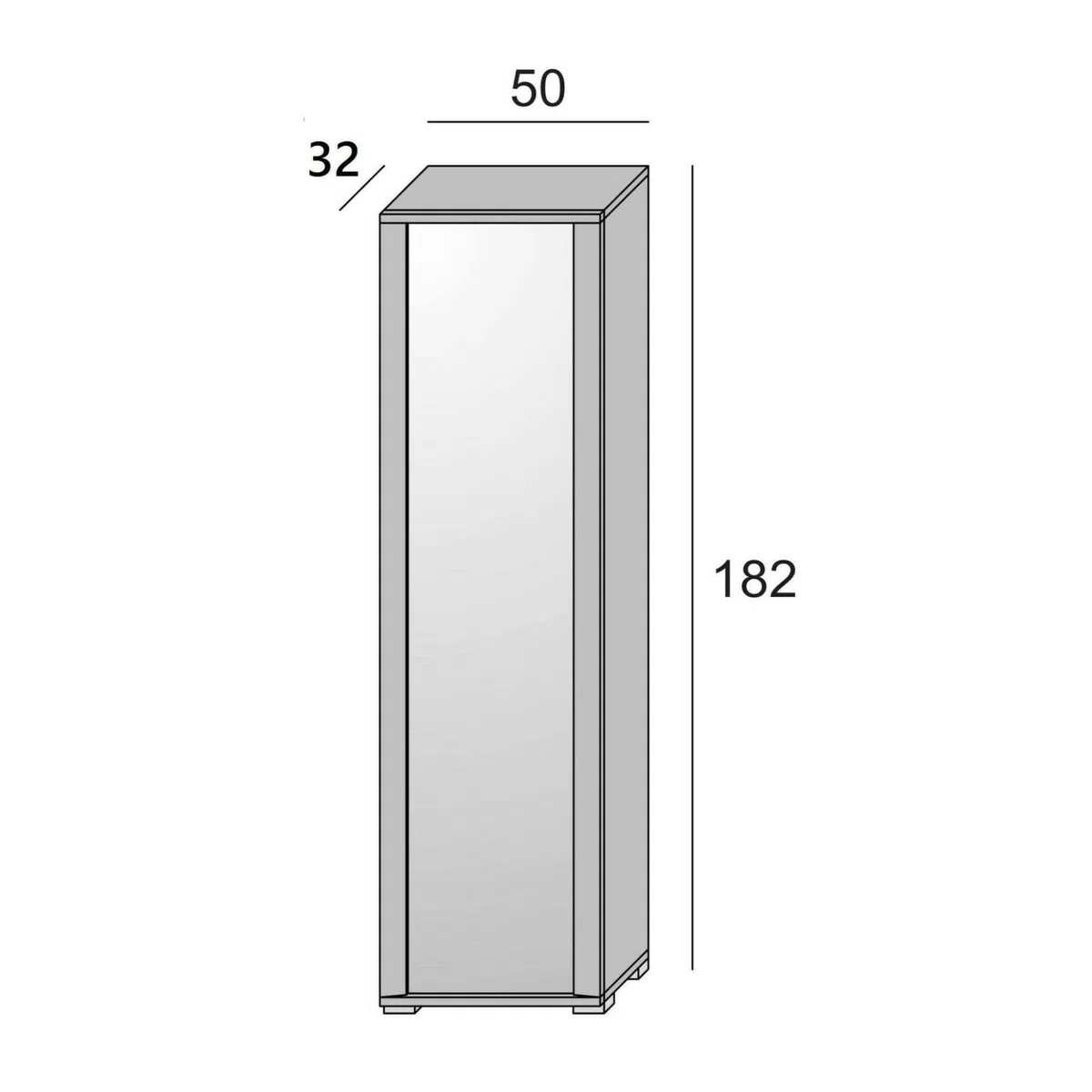 Dmora - Scarpiera Datura, Mobile multiuso da ingresso con anta a specchio , Armadio moderno portascarpe a 7 ripiani, 100% Made in Italy, 50x32hx182 cm, Bianco