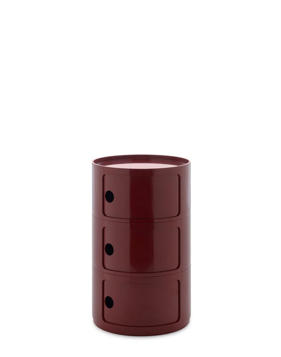 Kartell Componibili Big, Mobile Contenitore 3 Elementi, Diametro 42 cm, Bordeaux