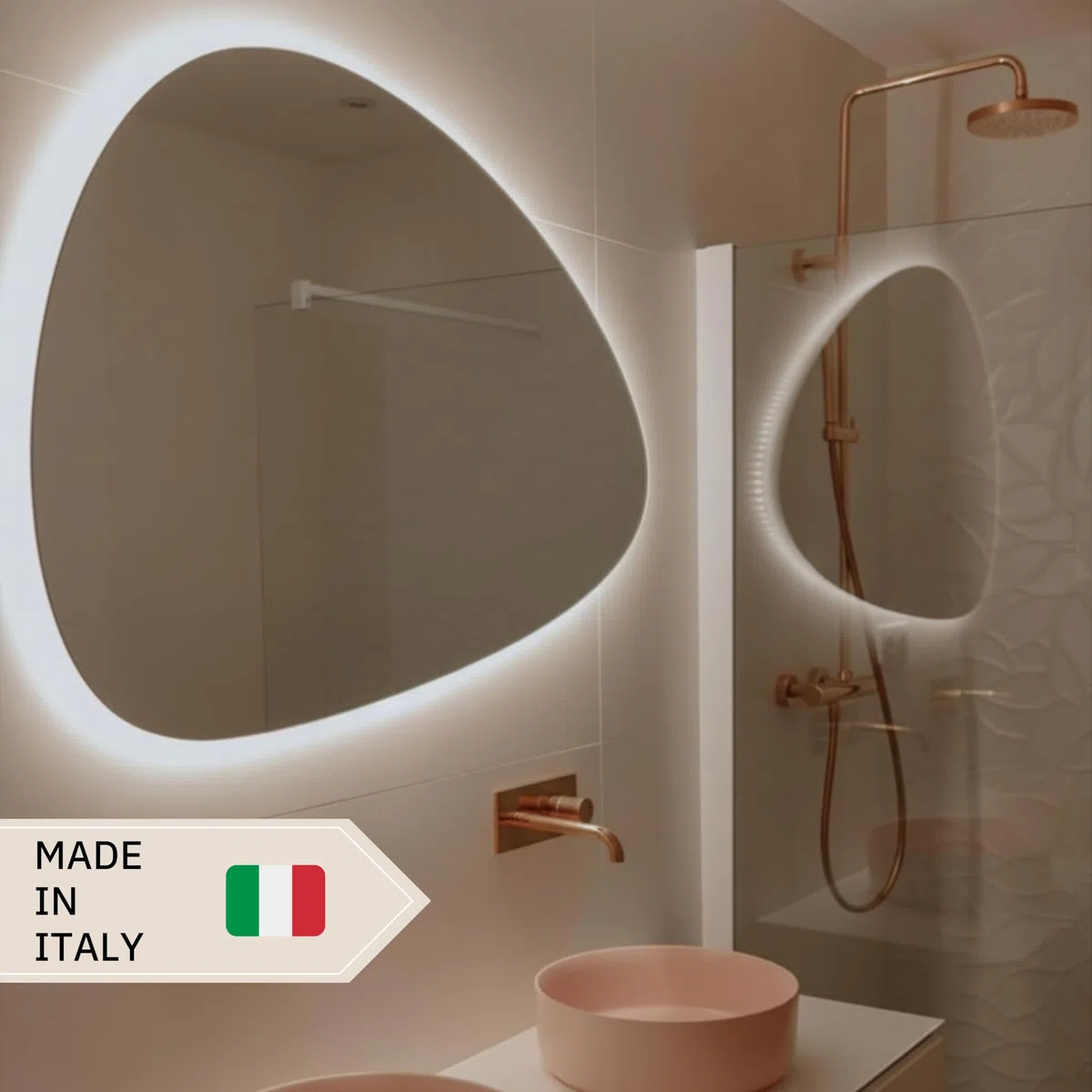 Specchio Bagno con Luce Led ARGO 80x54 cm - Specchio da Parete - Specchio con Luci 4000K - Specchio LED Moderno - Retroilluminato Luce Bagno