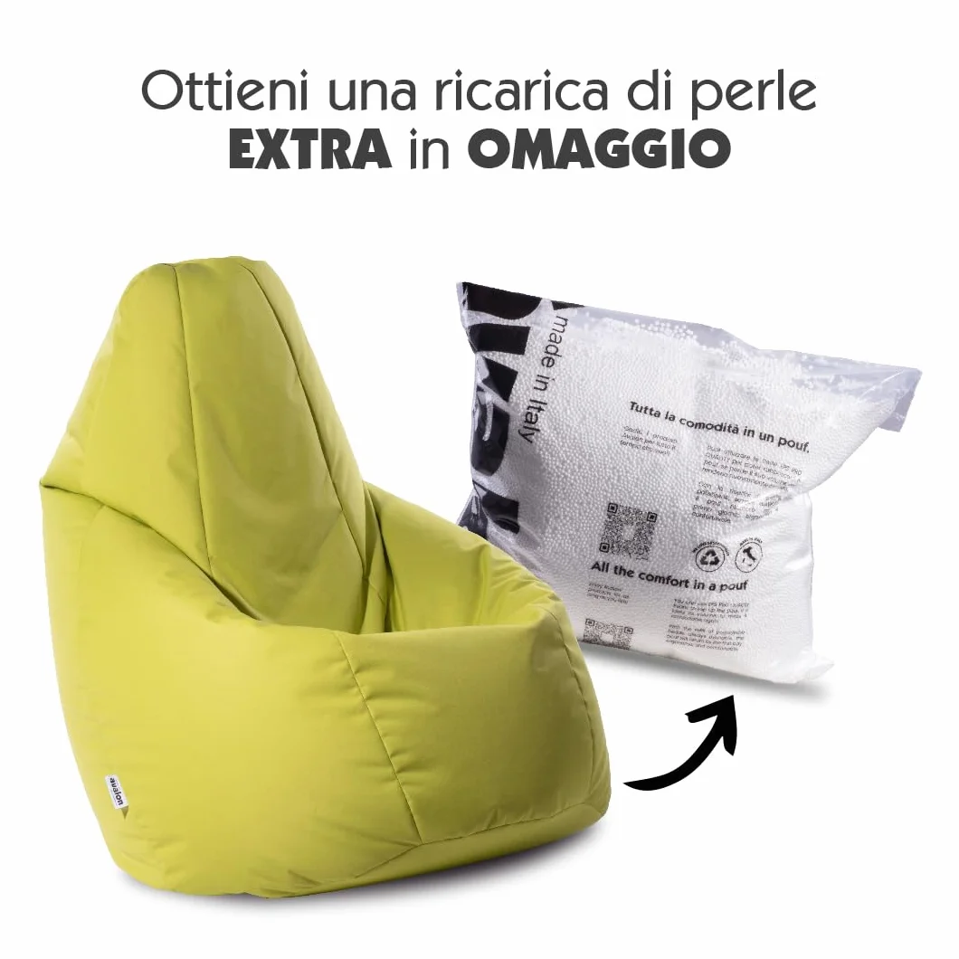 Avalon - Pouf Bambini Jive Deluxe Sfoderabile Super Resistente, Puff Poltrona per Sedersi Antimacchia, Pouf Sacco in Tessuto Antistrappo Impermeabile e Lavabile, Made in Italy(68x107cm-Blu Royal)