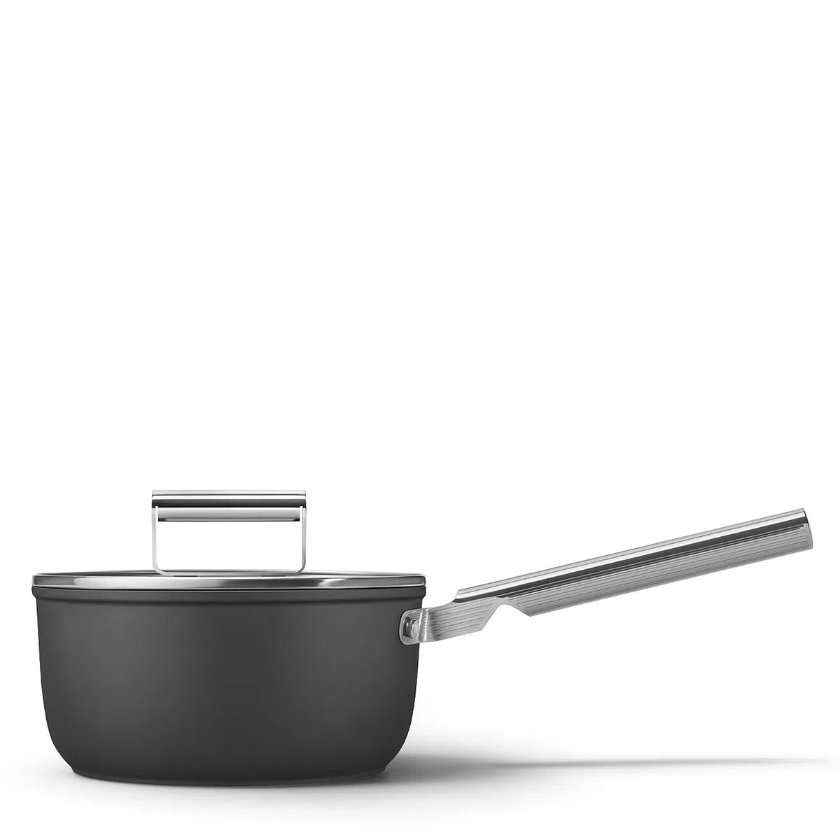 Smeg, Casseruola Antiaderente SPF2012BLM, Diametro 20 cm, Rivestimento Ceramico senza PFAS, Manico in Acciaio Inox, per Tutti i Piani Cottura, fino a 250° in Forno, Capacità 3,1 cl, Nero Opaco