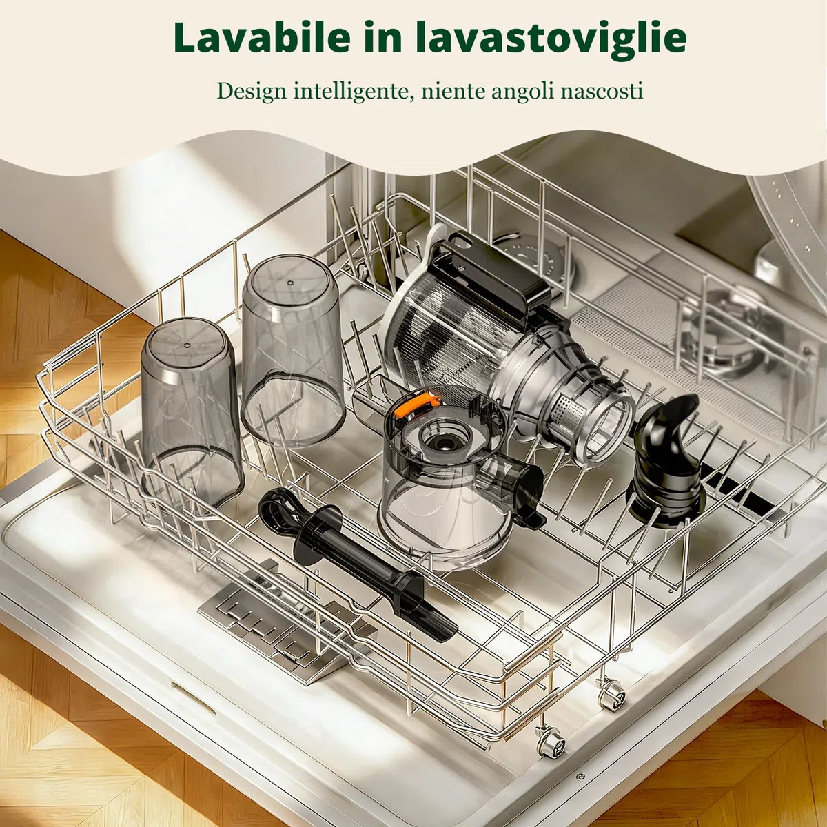 LINKChef Estrattore di succo per frutta e verdura, apertura 115 mm, 1,2 L, 200 W, slow juicer machine per frutta e verdura intere, senza BPA, facile da smontare e pulire, ricette incluse,verde chiaro