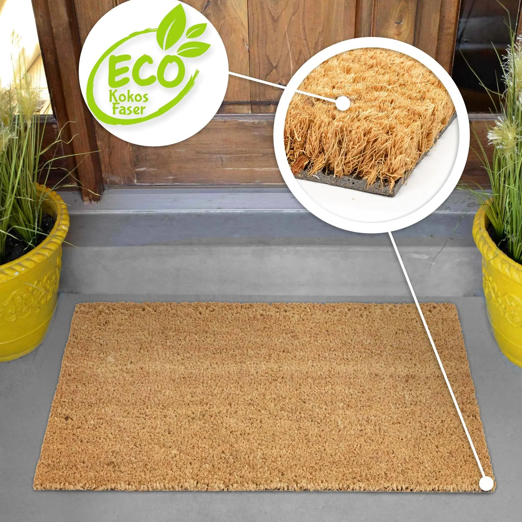 Anro Zerbino in cocco naturale, tappetino per piedi, da 300 x 100 cm e 14 mm di spessore