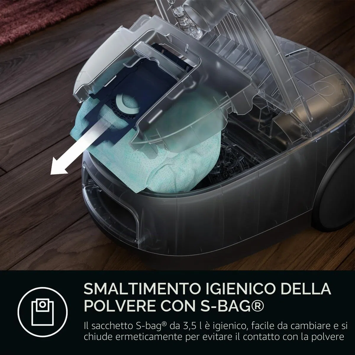 AEG AB61H6SW Aspirapolvere con sacchetto, elevata potenza di aspirazione su tutti i pavimenti, con ugelli aggiuntivi, 50% plastica riciclata, ideale per asmatici, persone allergiche, proprietari di