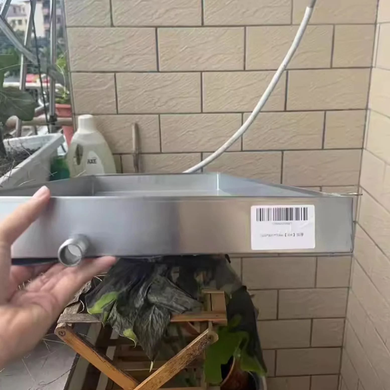 Vaschetta di scarico condensa AC in acciaio inox con tubo flessibile per la prevenzione delle perdite, compatibile con unità di condizionamento dell'aria