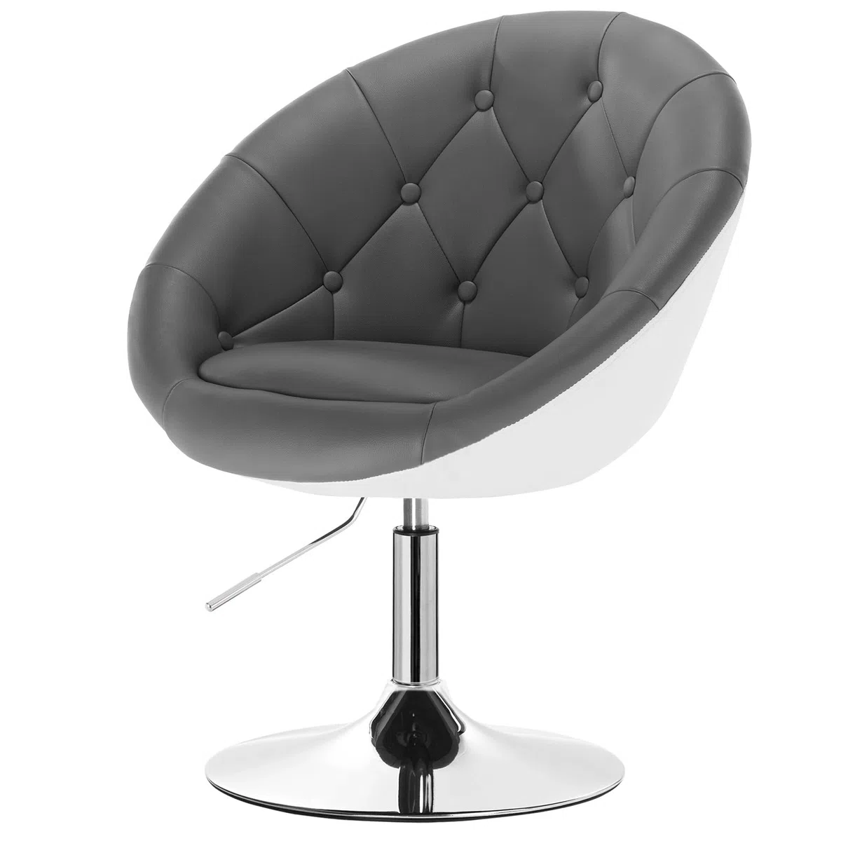 WOLTU Poltroncina da Bar Sgabello Girevole Sedia con Schienale Braccioli in PU Altezza Regolabile Grigio+Bianco