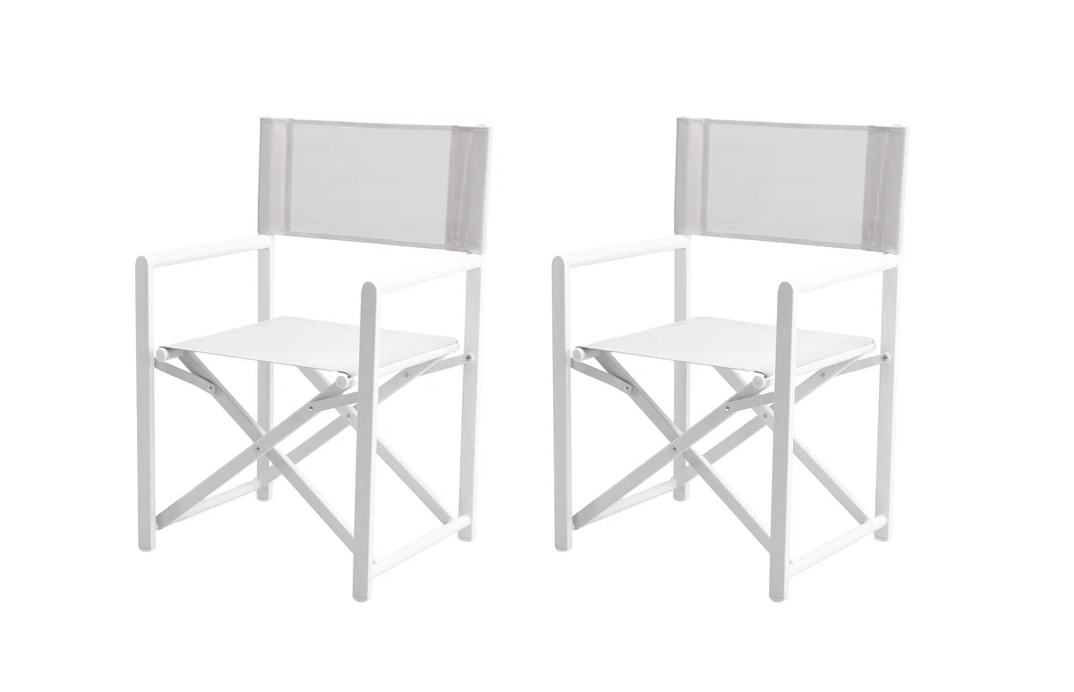 XONE Coppia Sedie Regista Pieghevole Allen Deluxe Bianco | Poltrone Regista in Alluminio, 2 Pezzi