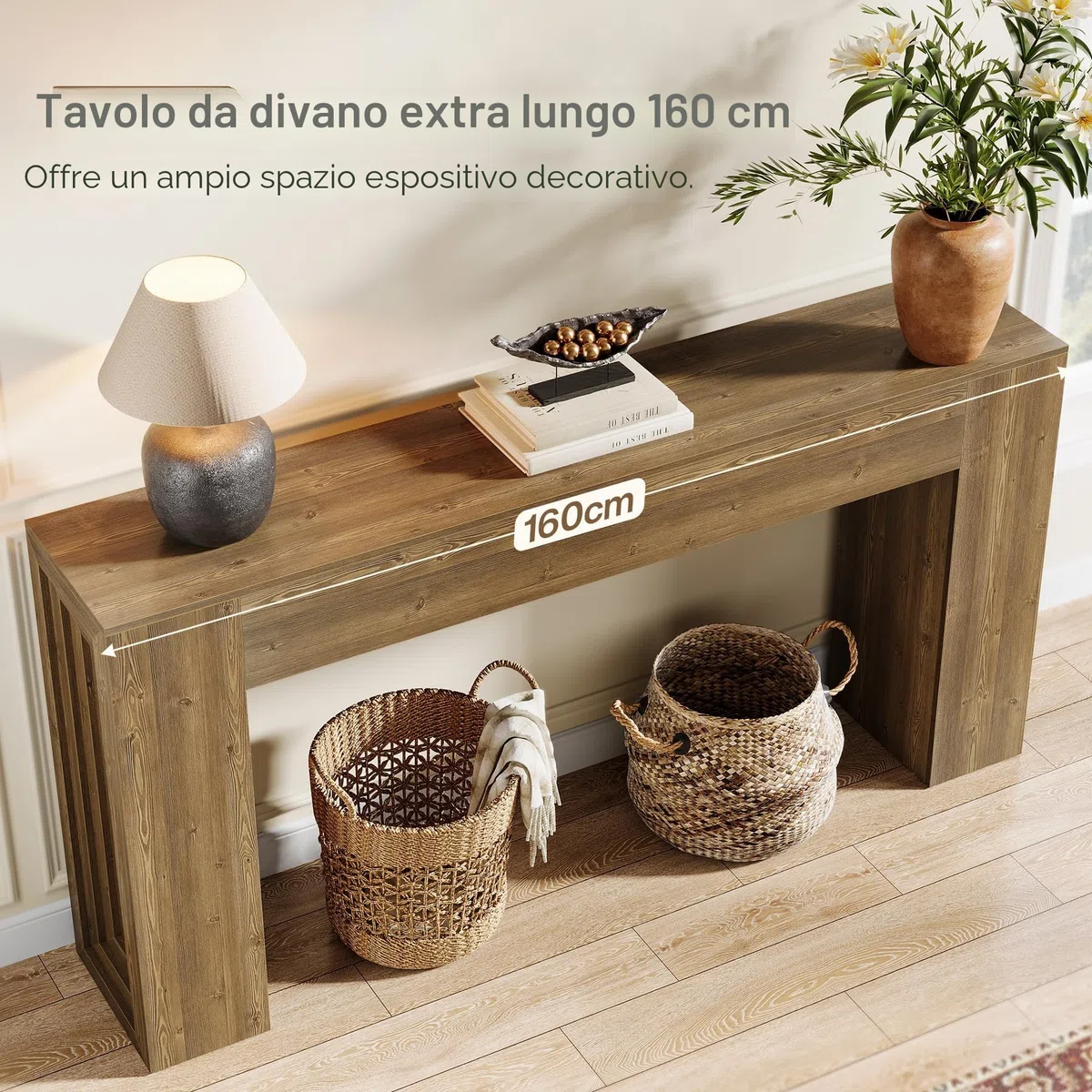 Tribesigns Tavolo consolle lungo 160 cm, ingresso rettangolare tavolo da corridoio dietro il divano, divano stretto lungo dietro il divano per soggiorno, corridoio, ingresso, foyer