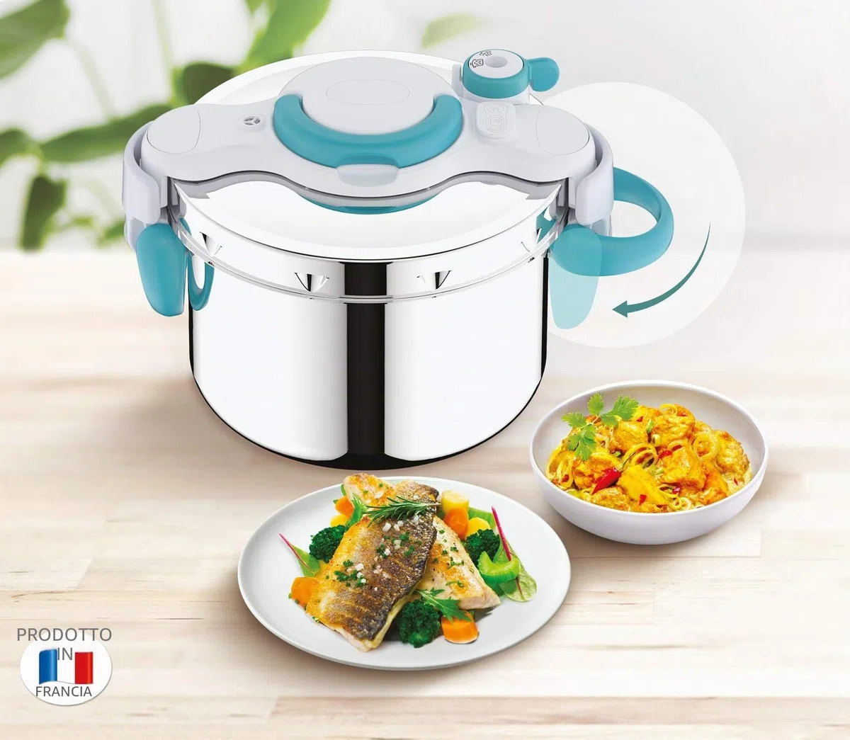 Seb ClipsoMinut' Easy+ 9 L, Manici pieghevoli, Pentola a induzione e Libro 100 Ricette, Pentola a pressione in acciaio inox, facile da usare, Made in France P4904916
