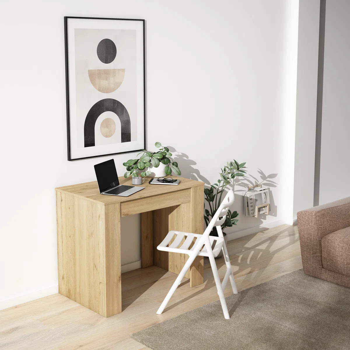 Skraut Home | Consolle allungabile | Tavolo consolle allungabile | 140 | Per 6 persone | Tavolo da pranzo | Stile moderno | Rovere
