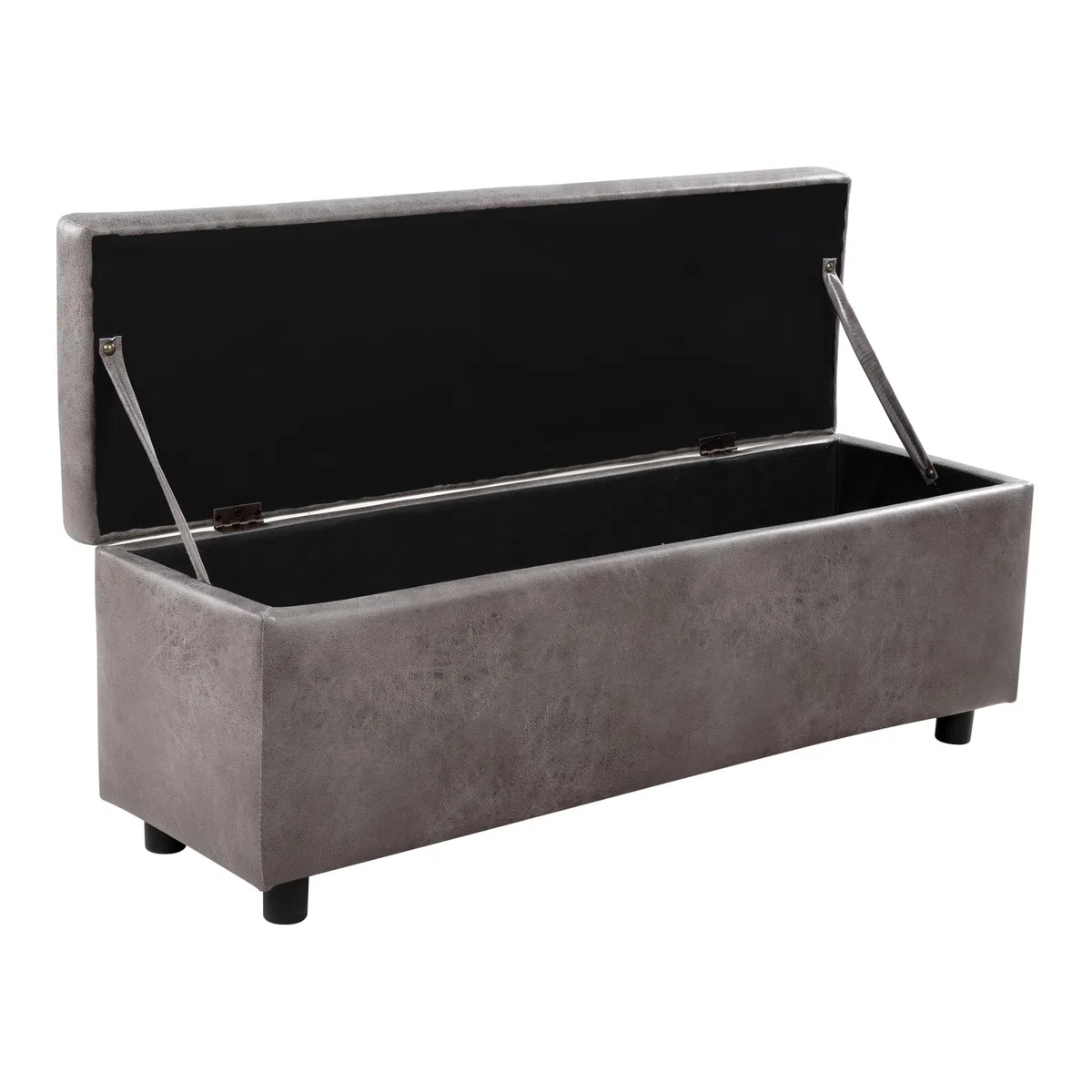 Corium Cassapanca con Seduta Imbottita Ottomana Contenitore Apertura a Ribalta Panca Pouf per Camera da Letto Soggiorno Ingresso 118 x 37 x 43 cm Similpelle Grigio