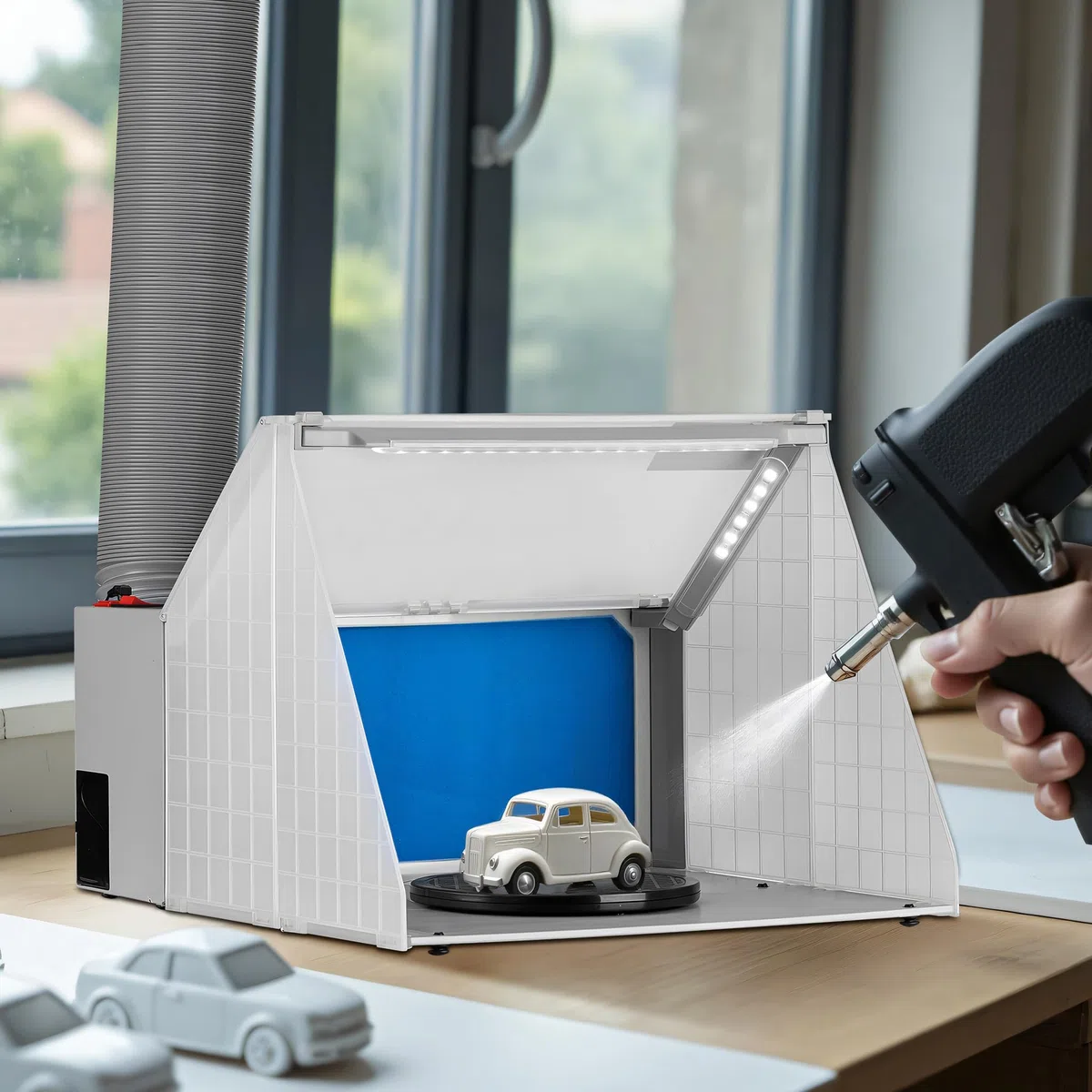 Wiltec Cabina di aspirazione per verniciatura ad aerografo 4 m³/min con Luce Aspiratore Vernice