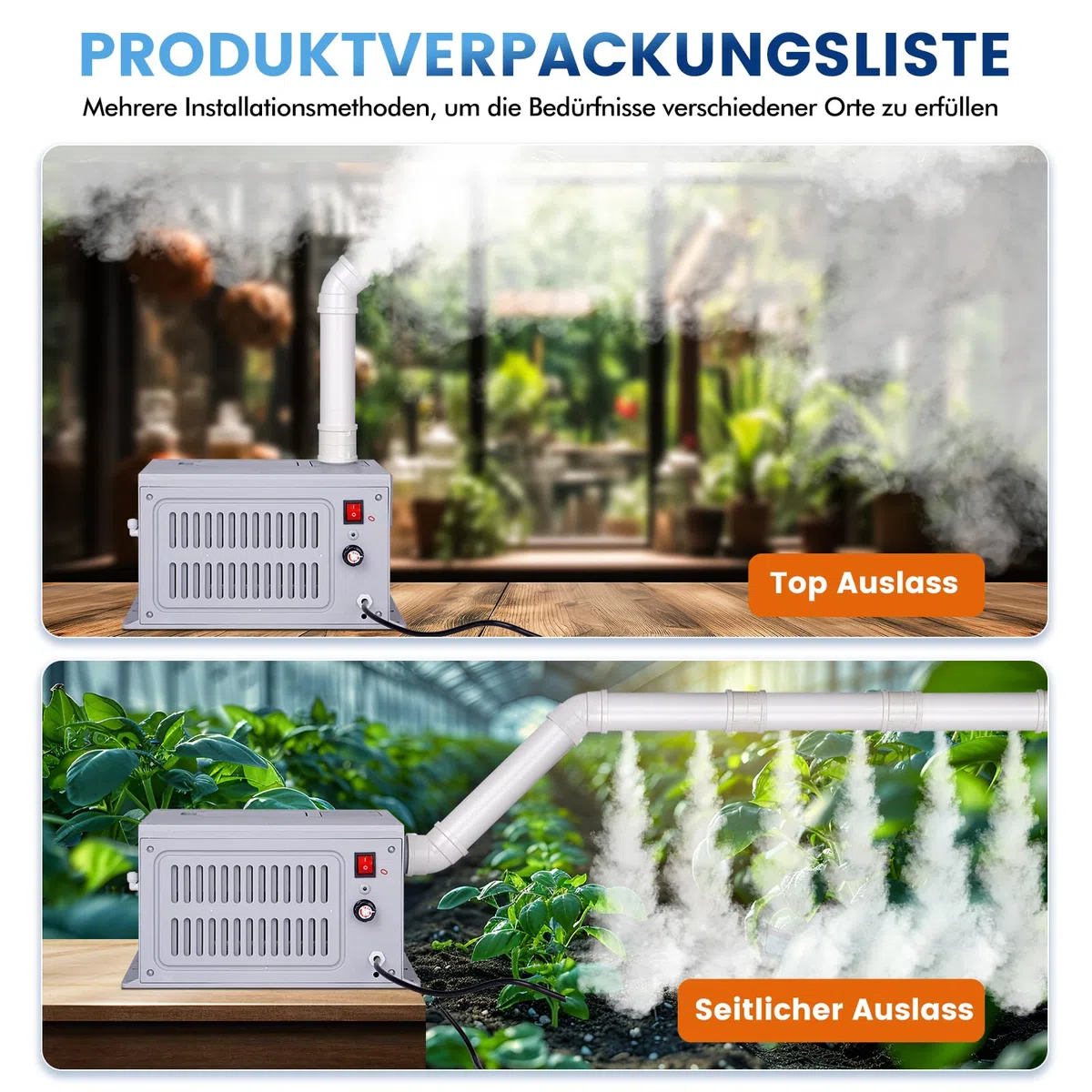 Umidificatore Industriale Grande Volume Mist Umidificatore Ad Ultrasuoni Macchina Nebbia con Filtro Universale Tubo in PVC per Officina Supermercato Magazzino Pianta Ver