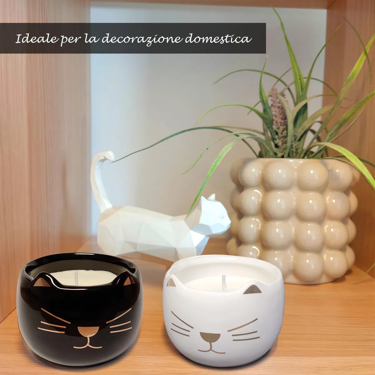 Candele Decorative a Forma di Gatto, Set di 2 Candele Profumate in Confezione Regalo per la Decorazioni Casa