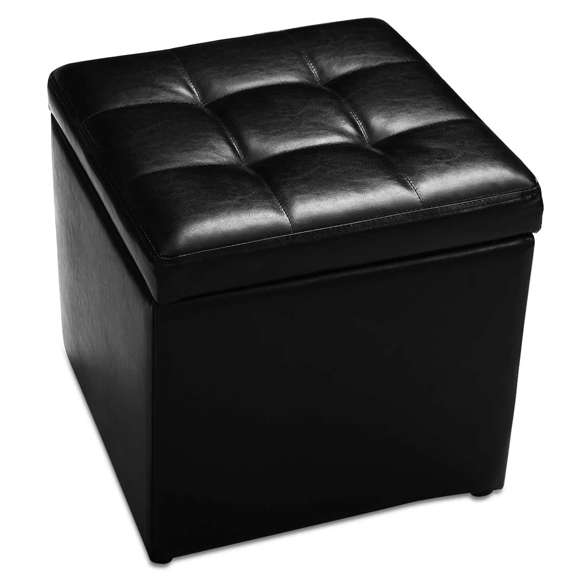 GIANTEX Pouf Cubo Poggiapiedi, Sgabello Quadrato Contenitore, Ottomana con Coperchio, con Vano Portaoggetti, Piedini Antiscivolo, Portata di 300 kg, 40 x 40 x 40 cm, Nero/Marrone/Bianco