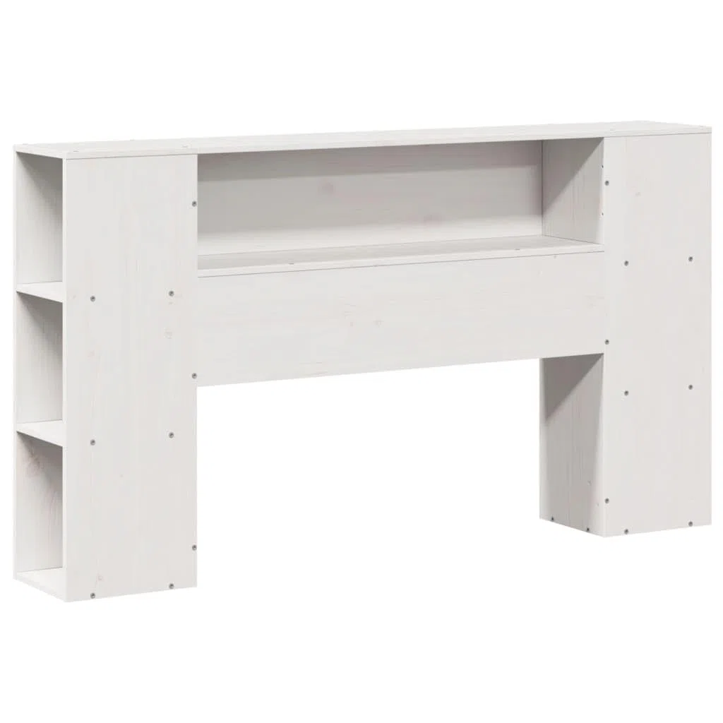 vidaXL Testiera con Ripiani Bianca 160 cm in Legno Massello di Pino, Testata Letto, testiera in Legno massello, testiera con Scomparti