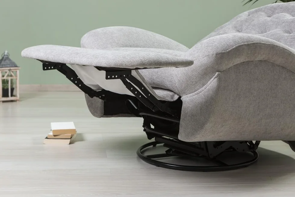 Poltrona Relax Manuale 3 Posizioni Girevole, Rotante e a Dondolo per Soggiorno, Anziani e TV, Stile Moderno - Pina (Grigio Perla)