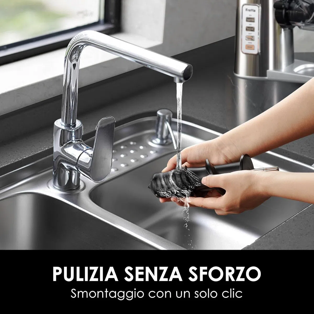 Fretta Professionale Estrattore di Succo a Freddo Lento, Acciaio Inossidabile per Frutta e Verdura, Motore DC Silenzioso, Alta Resa di Succo, Senza BPA, Facile da Pulire (sliver)