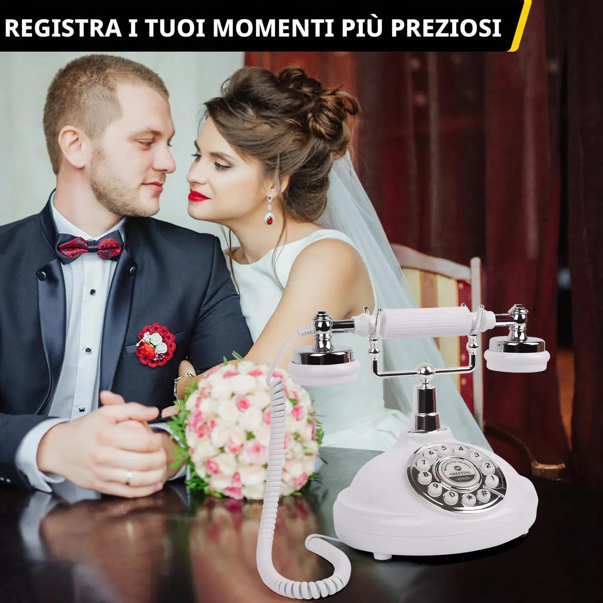 Libro degli ospiti audio per matrimonio, libro degli ospiti retrò, libro degli ospiti audio, un modo personale e conveniente per conservare le tue occasioni speciali, per feste (Telefono Bianco)