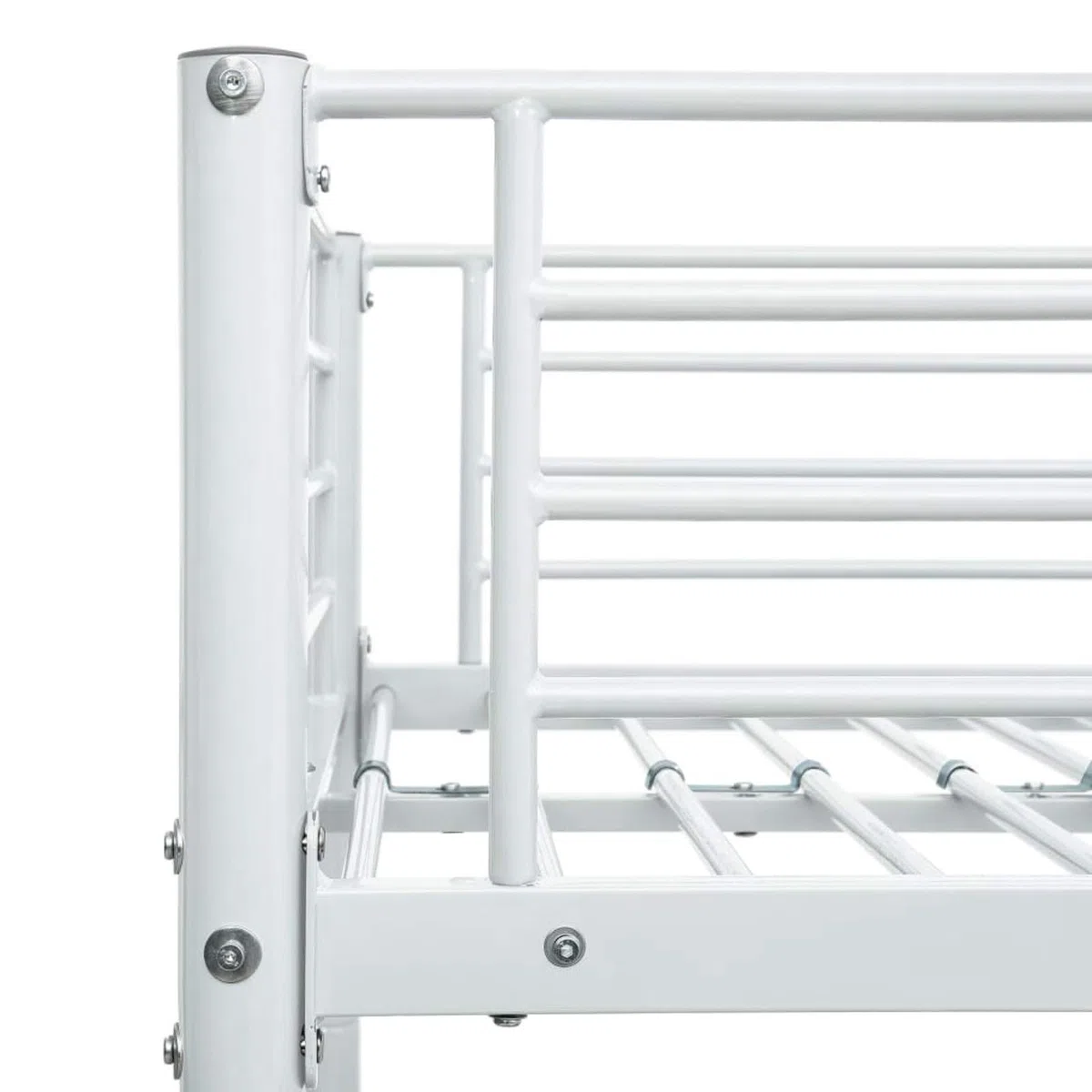 IKAYAA Letto a Castello per Adulti Letto a Castello in Metallo con Rete a doghe Letto Singolo 90x200 Inclus Scomponibile in 2 Letti Singoli-Bianco-